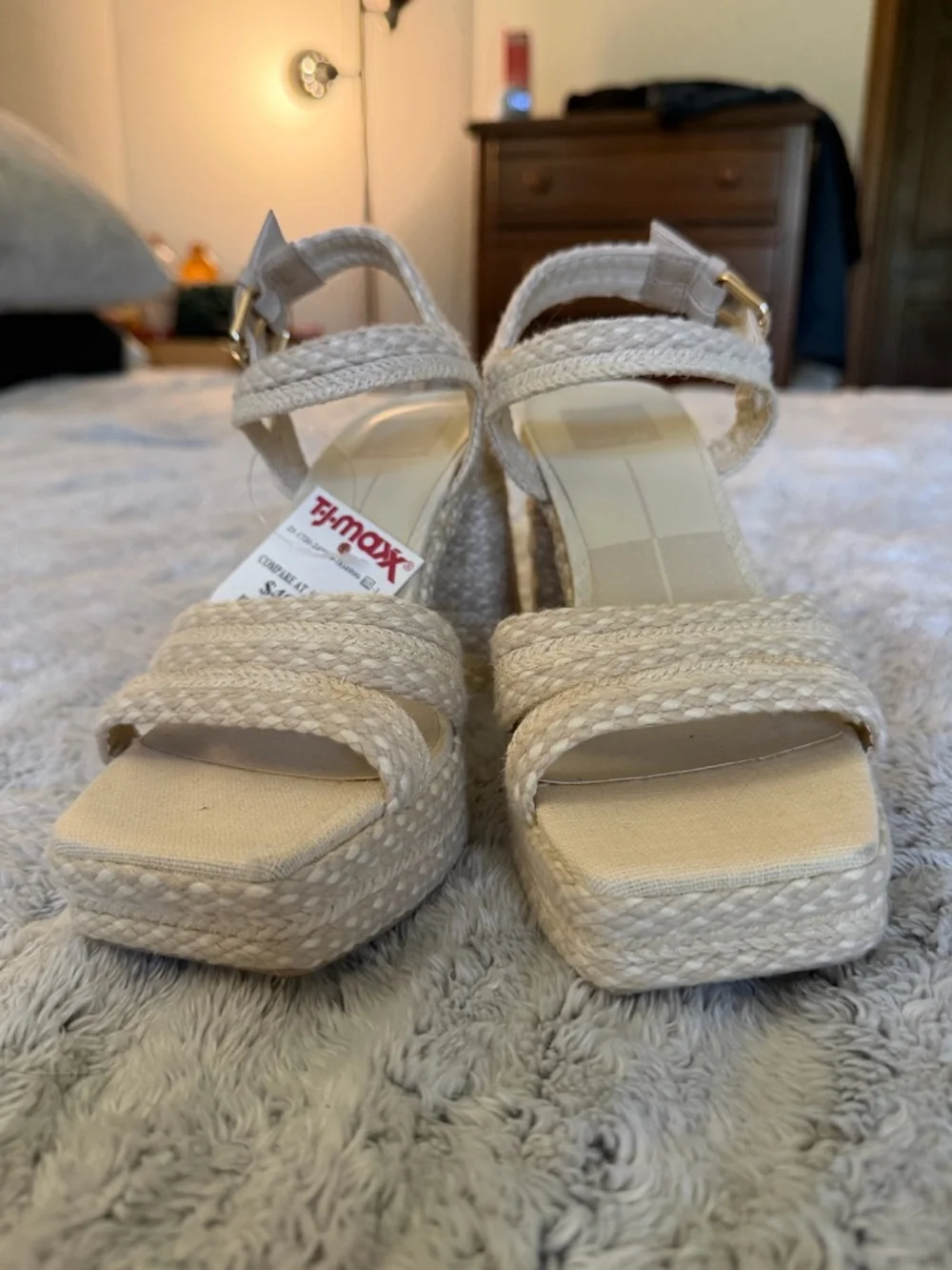 Dolce Vita Cream Braided Strap Block Heel Sandals - Picture 4 of 11